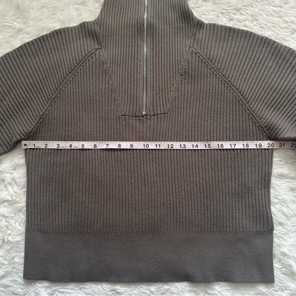 Varley Sweater Reid Half-Zip Knit Pullover Balloon Sleeves Boxy Gravity Sage M - Picture 12 of 14
